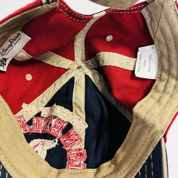 DISNEY. ADULT BLUE/RED/BIEGE DISTRESSED DISNEY STRAPBACK HAT - Very Clean. - Picture 8 of 15